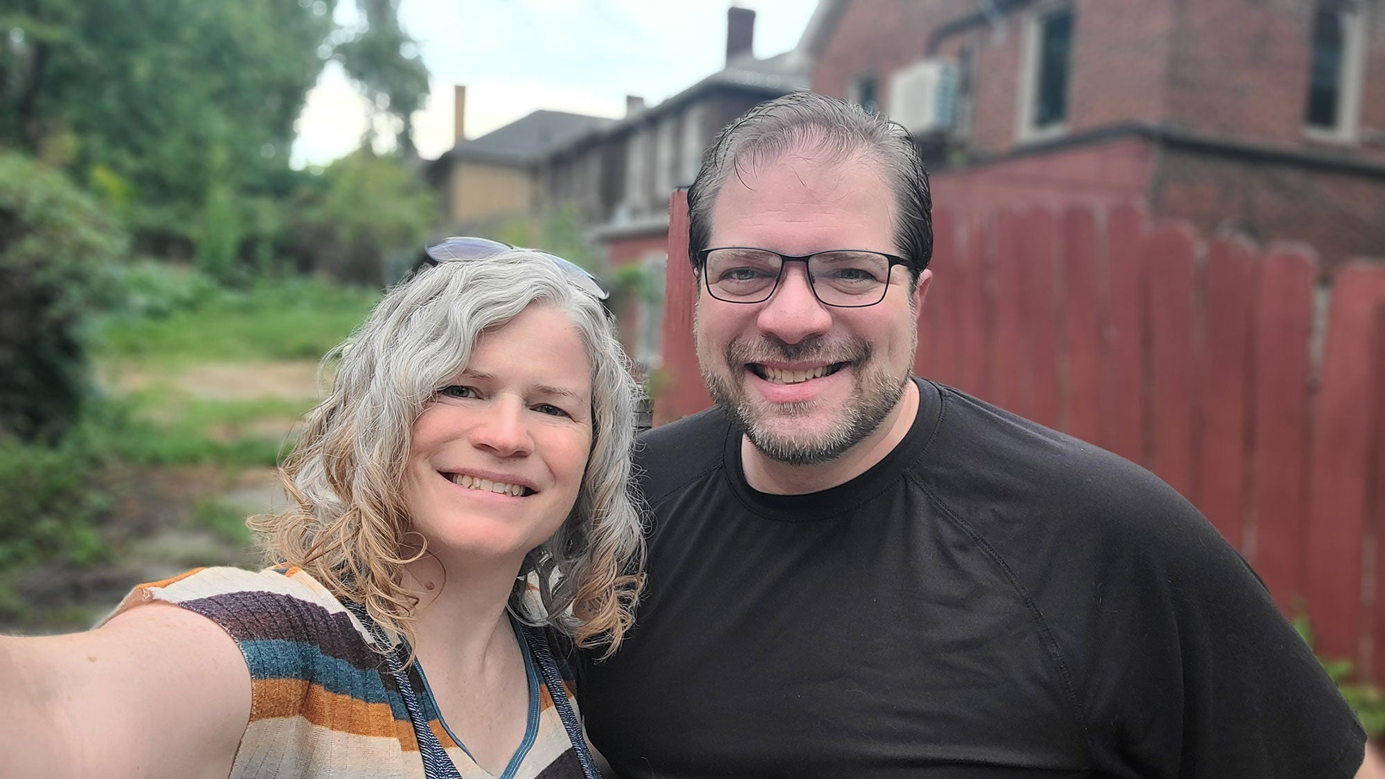 a man and a woman taking a selfie