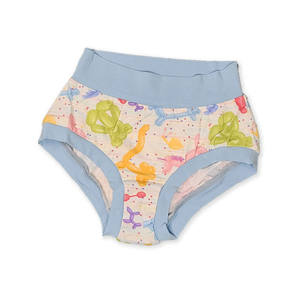 wunderundies briefs - sensory friendly kids underwear for all genders - with a design of balloon animals on it