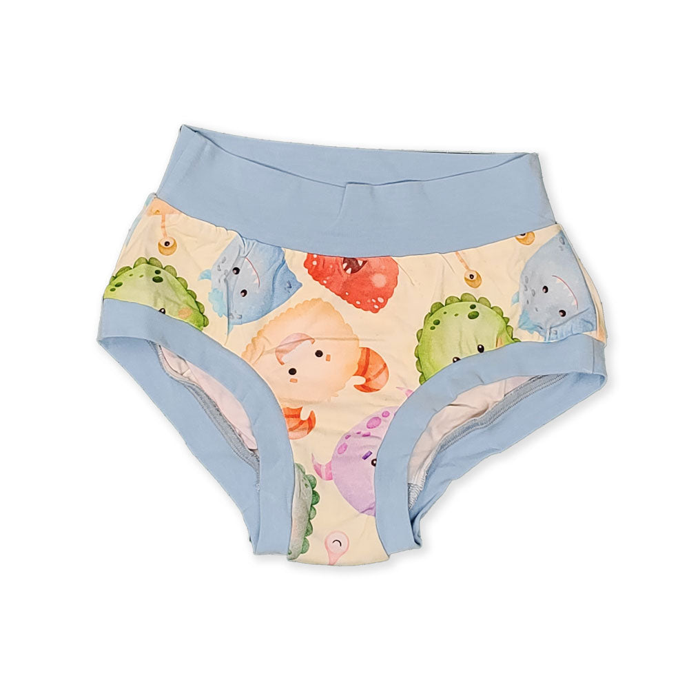 wunderundies briefs - gender neutral underwear for boys and girls  with a design of cute monsters on it