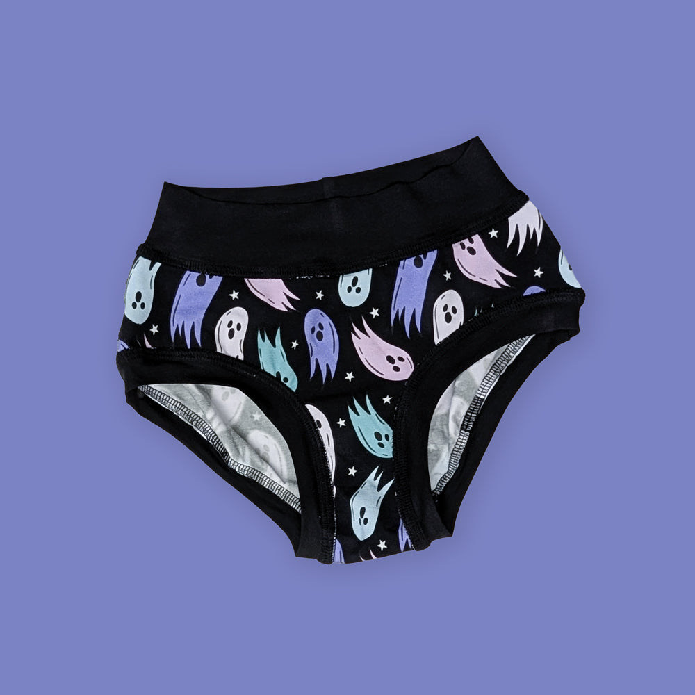 Black underwear with colorful ghost pattern