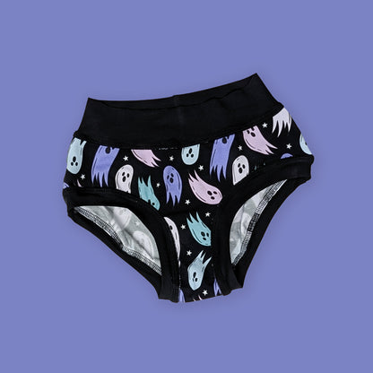 Black underwear with colorful ghost pattern