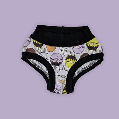 fun underwear with a halloween donut themed print
