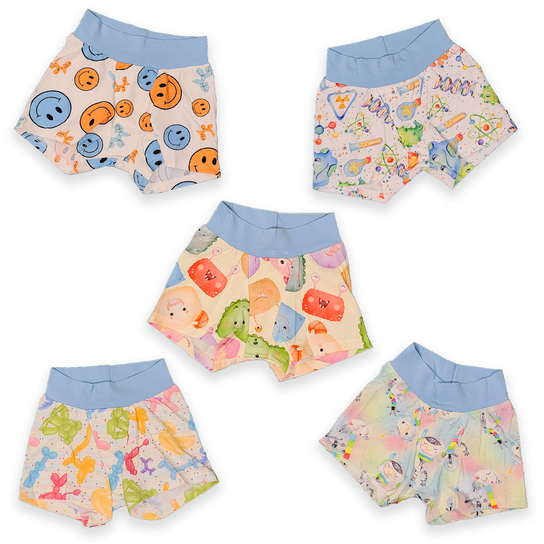 wunderundies boxers - elastic free underwear for kids - showing all of the designs from the second season of wunderundies