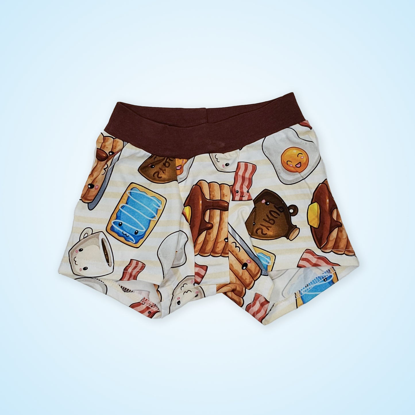 wunderundies boxers - elastic free underwear for kids - with a design of various breakfast foods on it