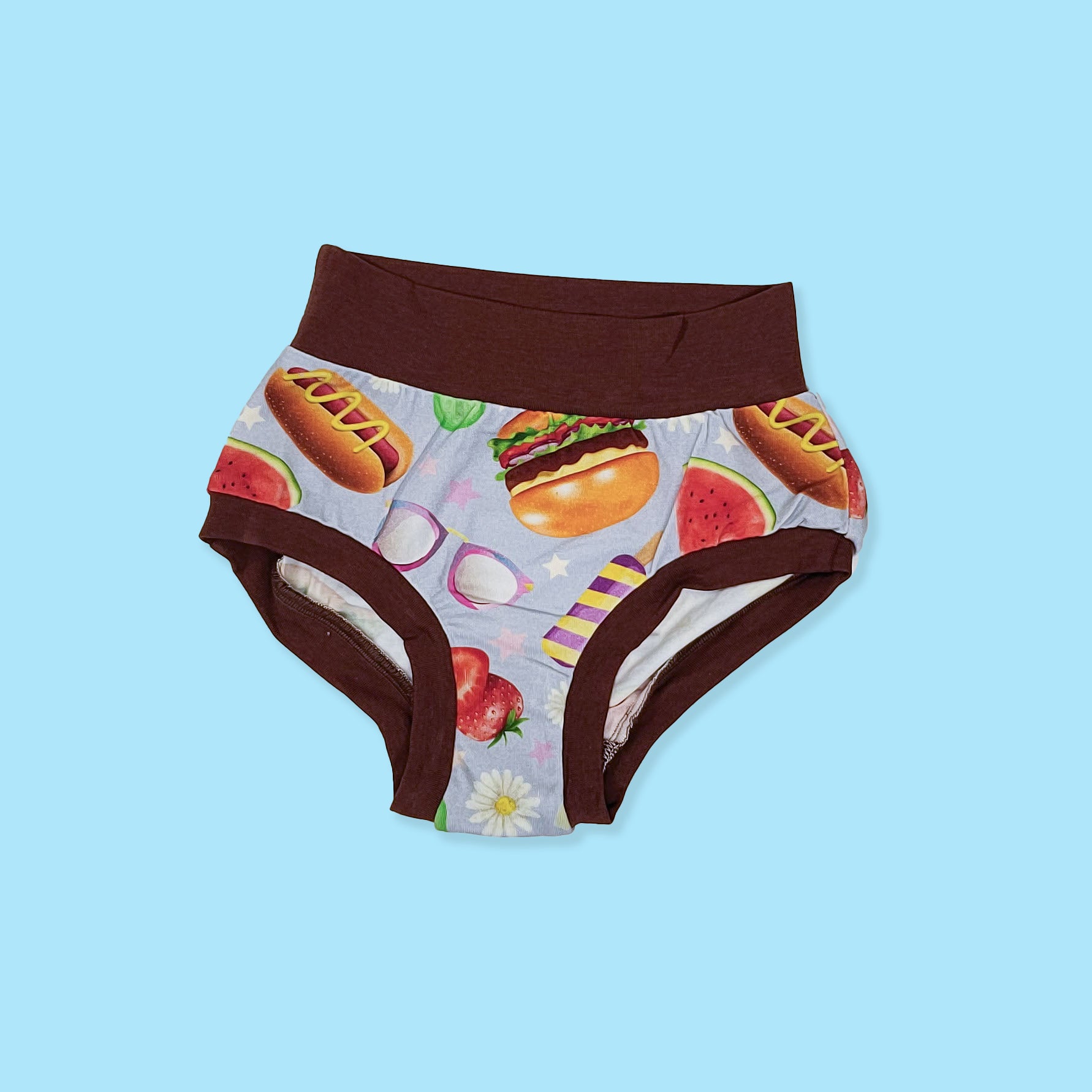 wunderundies briefs - sensory friendly kids underwear - with a design featuring popular summer foods